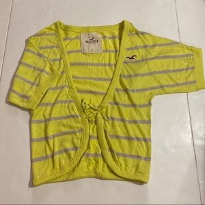 Hollister Yellow/ Gray Striped Cardigan